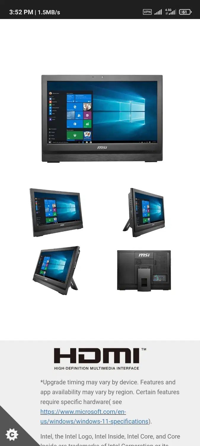 All in one Msi کامپیوتر رو میزی|رایانه رومیزی|تهران, شهرک پردیسان|دیوار