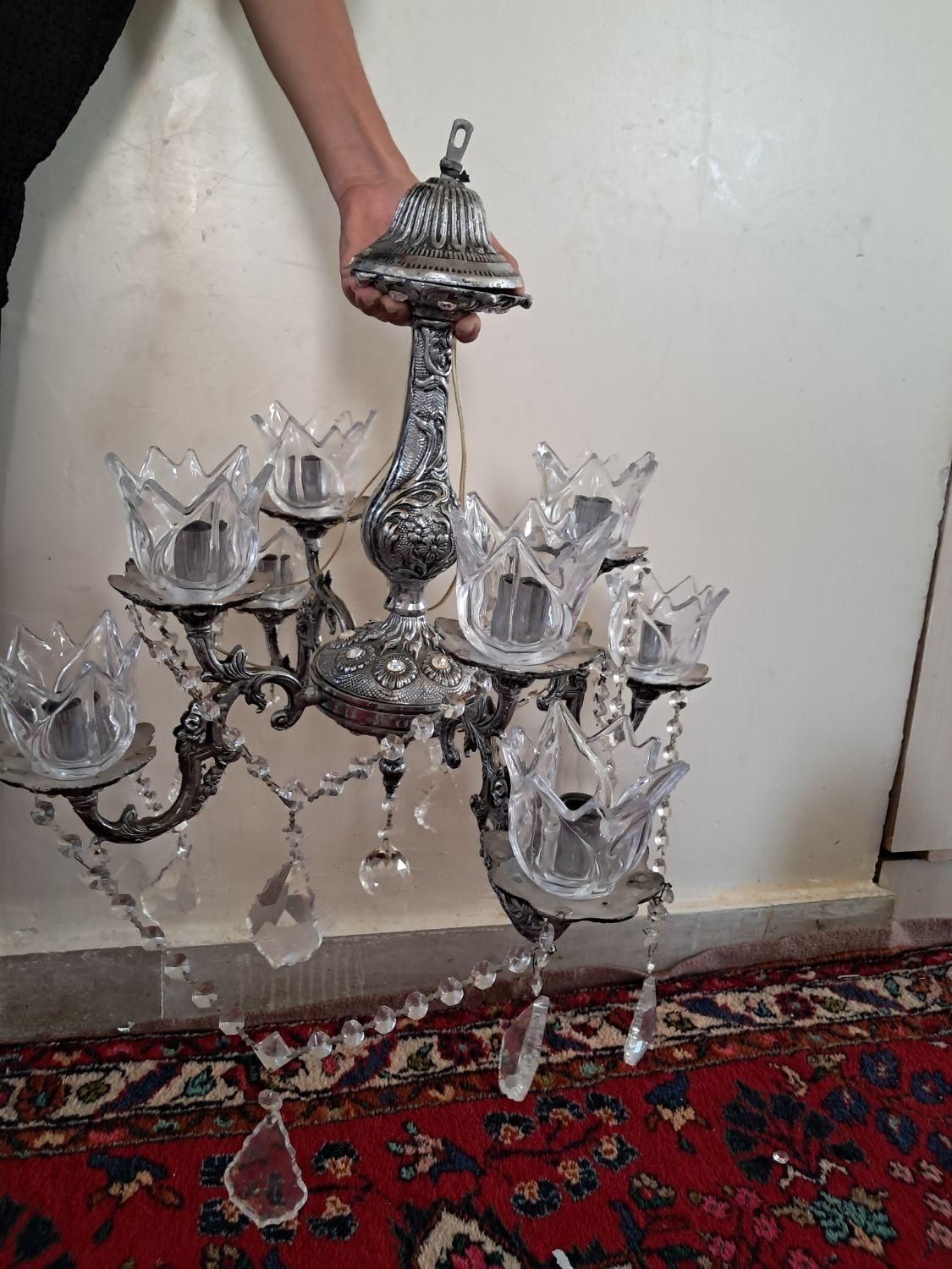لوستر برنز چهار شاخه|لوستر و چراغ آویز|تبریز, |دیوار