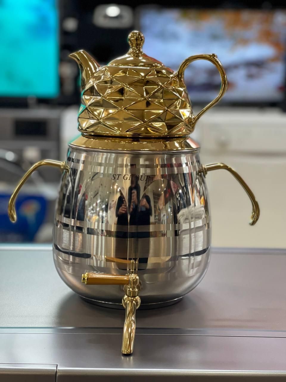 کتری قوری استیل کف چدن استیل طلایی چک اقساط ۳ماهه|قوری، کتری، قهوهساز دستی|مشهد, الهیه|دیوار