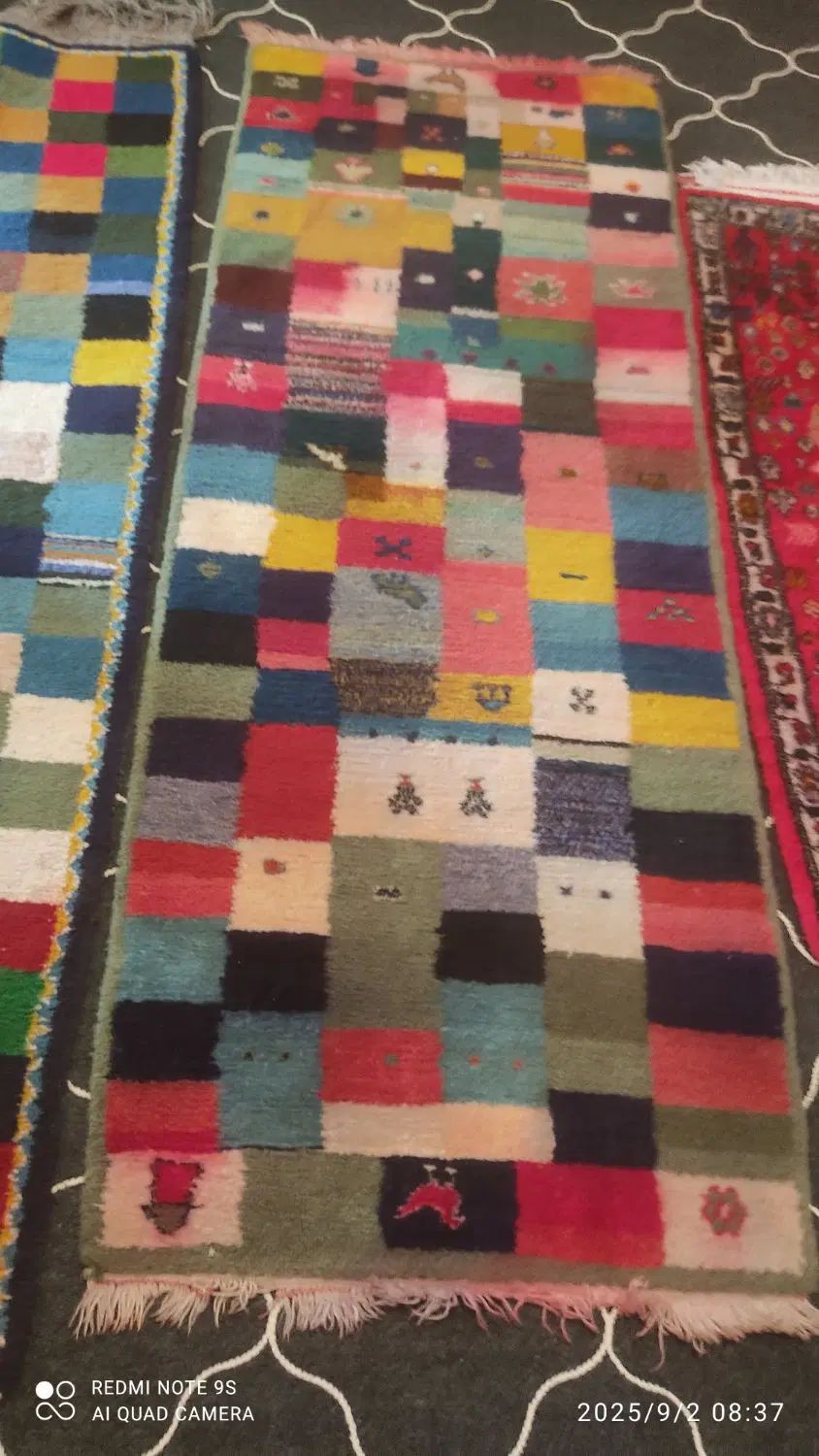 فروش سه عدد قالیچه دستباف یک متر درهشاد یک متر|گلیم، جاجیم، گبه|شیراز, ده پیاله|دیوار