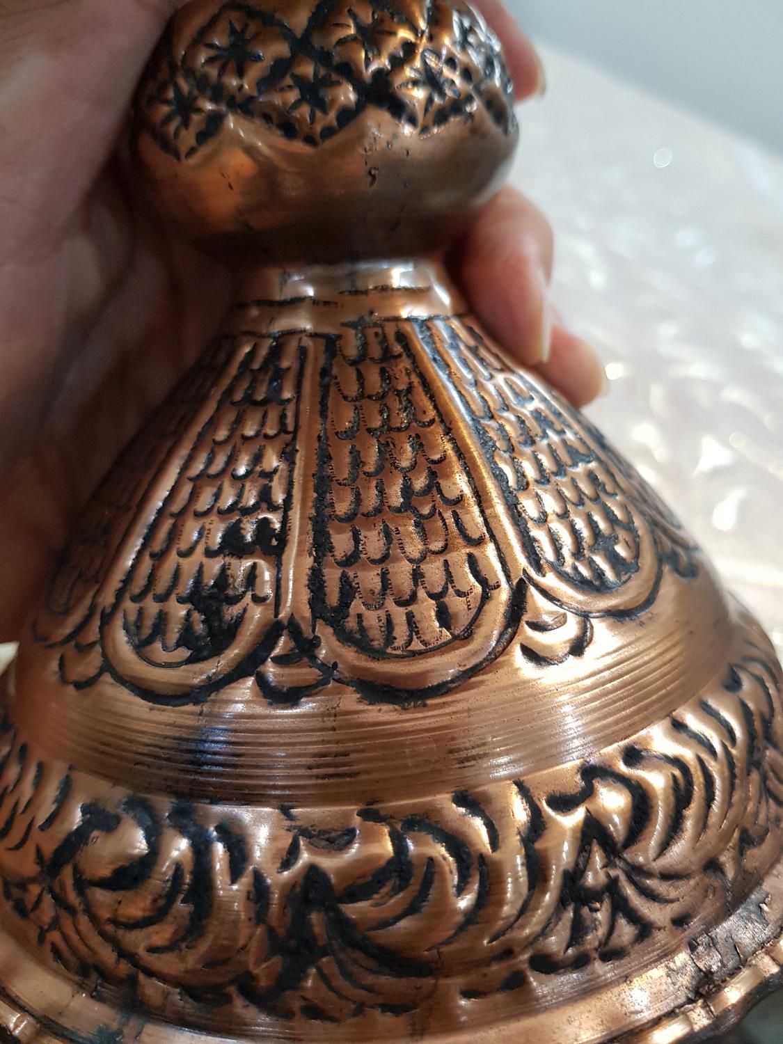 میوه خوری مس سیاه قلم،ظرف مسی قطر ۳۰ ارتفاع ۲۴سانت|ظروف سرو و پذیرایی|تهران, مرزداران|دیوار