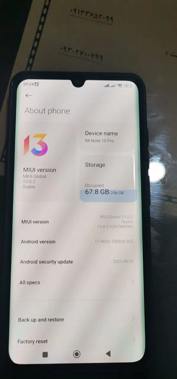 Mi note 10pro.    256/ram8+4|موبایل|اصفهان, بهارستان|دیوار