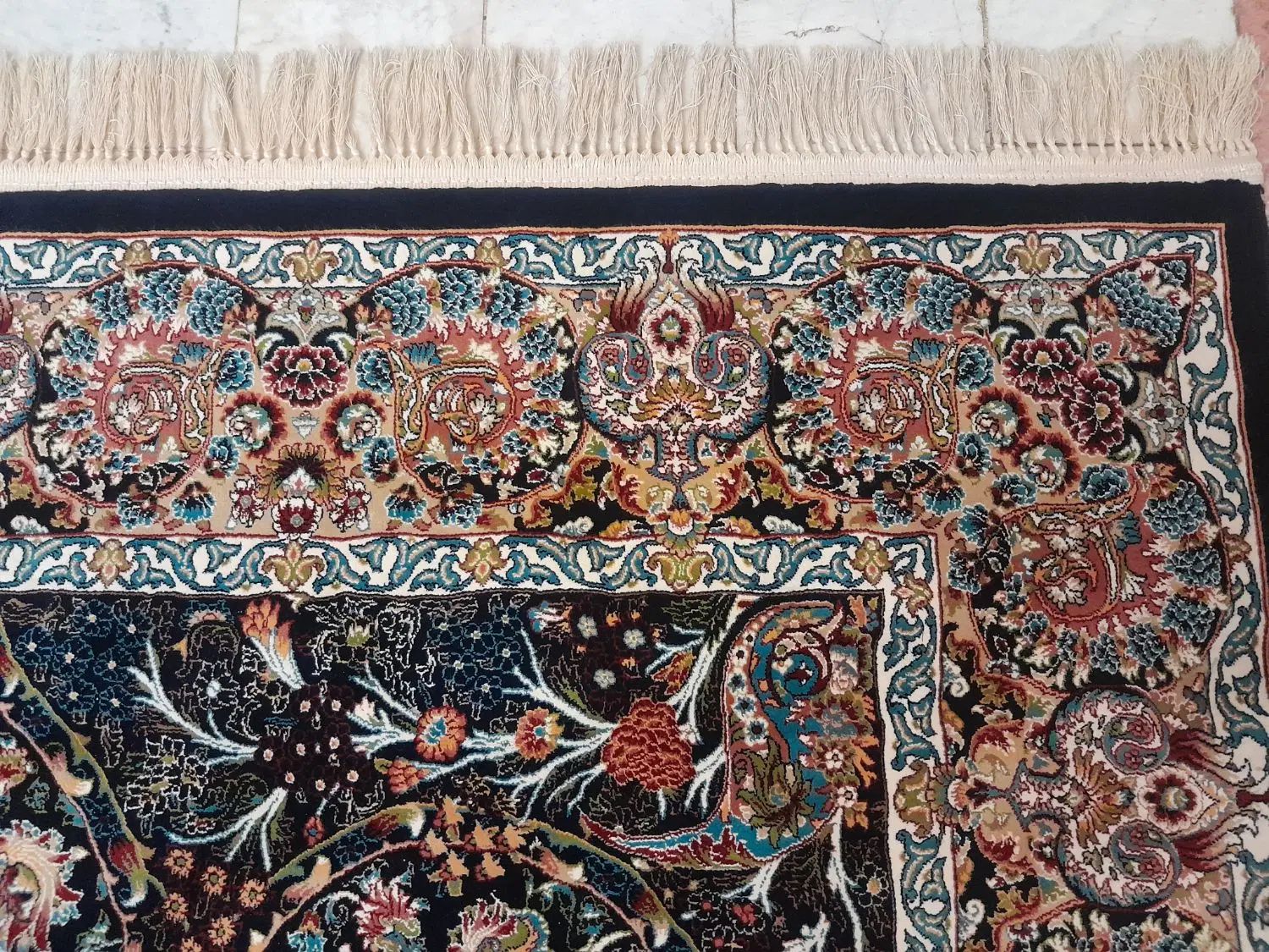 فرش ۹ متری سورمه ای دستباف گونه کاشان|فرش|تهران, نیروی هوایی (پیروزی)|دیوار