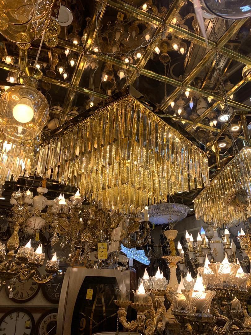 لوستر سقفی طلایی کروم اصل اصل|لوستر و چراغ آویز|تبریز, |دیوار