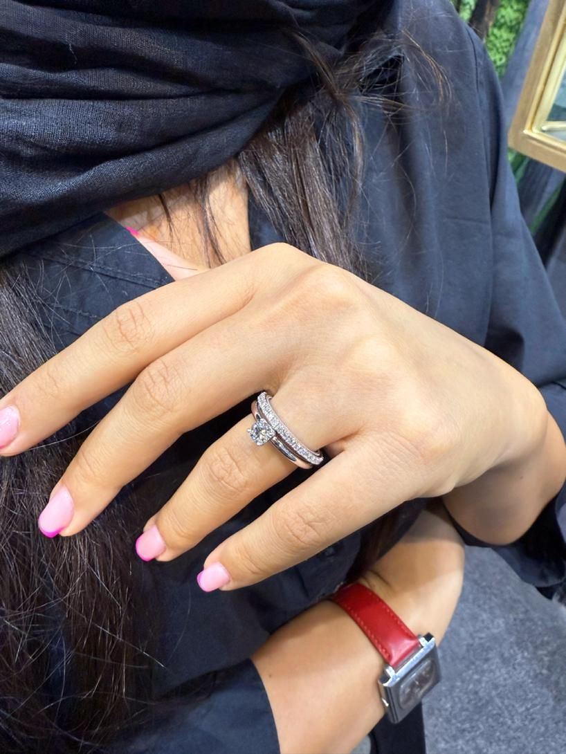 حلقه و پشت حلقه جواهر الماس معدنی با شناسنامه GIA|جواهرات|تهران, ایوانک|دیوار