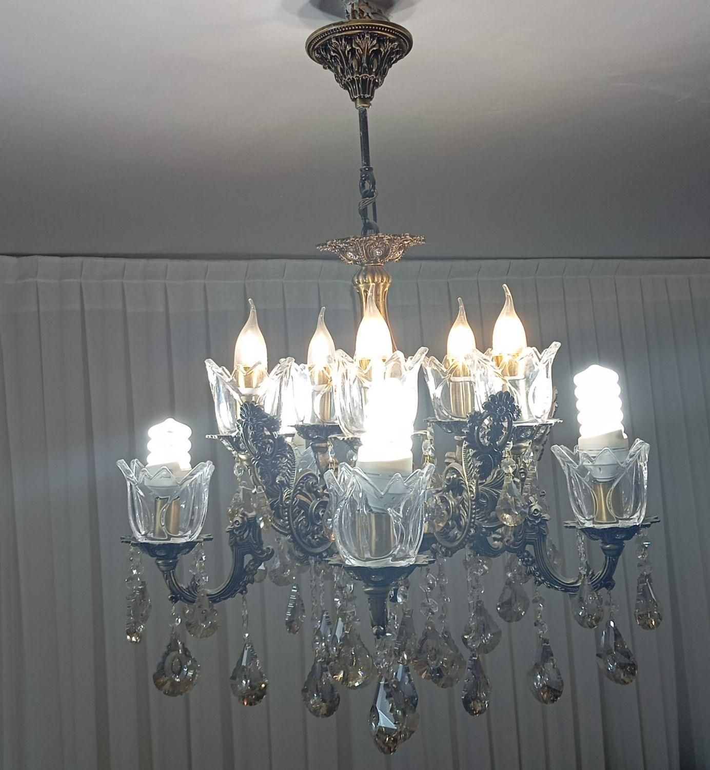 یک جفت لوستر 10شاخه به همراه 10عدد لامپ|لوستر و چراغ آویز|بیرجند, |دیوار