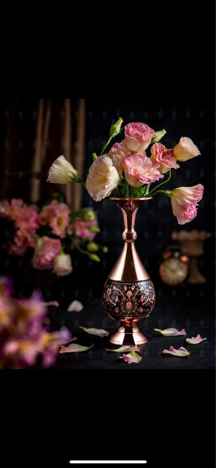 گلدان حکاکی روی مس صنایع دستی اصفهان|گل مصنوعی|اصفهان, سنبلستان|دیوار