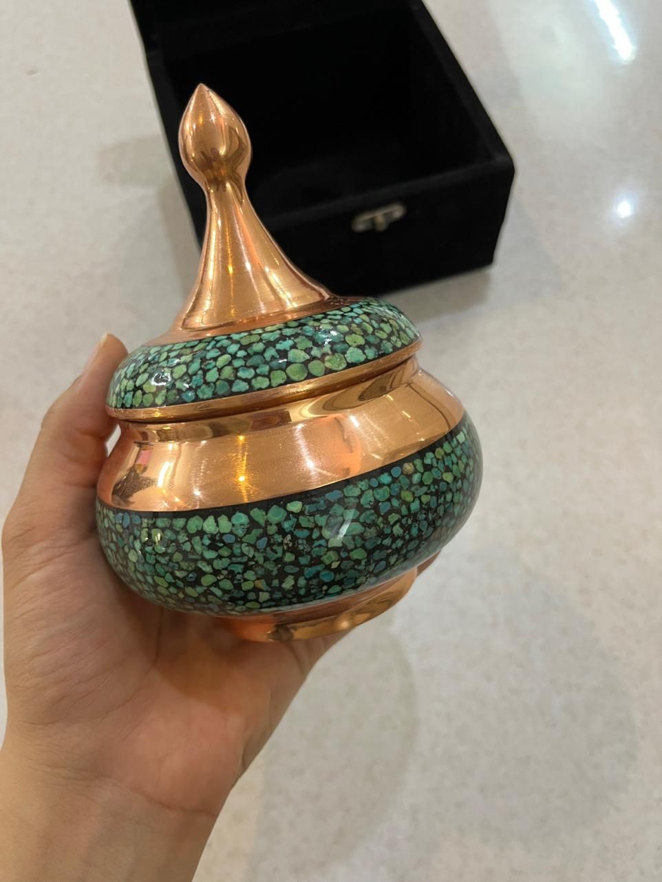 ظرف مسی دکوری فیروزه کوبی مناسب عروس زیرقیمت|صنایع دستی و سایر لوازم تزئینی|قم, حنیف نژاد|دیوار