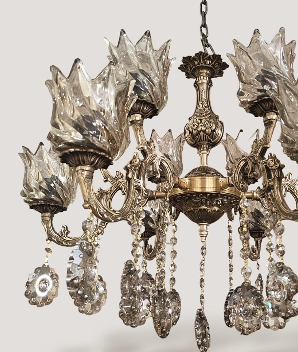 لوستر 6شاخه 12شعله تمام برنز|لوستر و چراغ آویز|تبریز, |دیوار