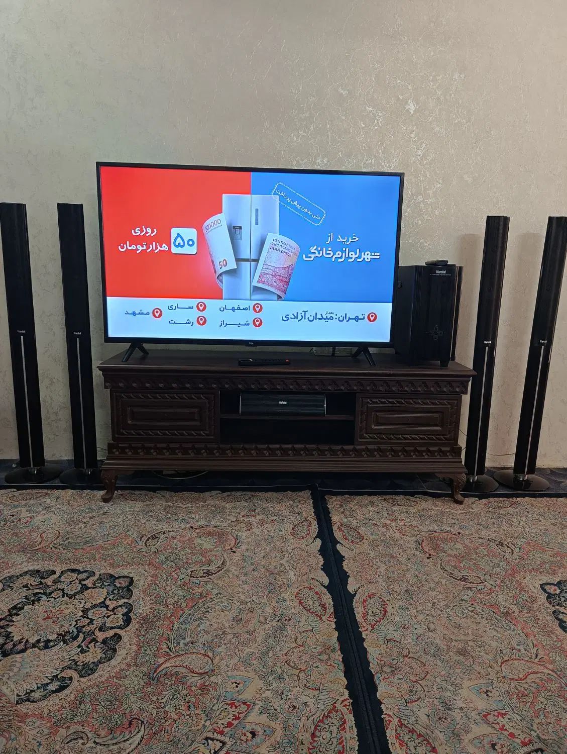 تلوزیون ال ای دی 49 اینچ tcl و سینما خانگی بلوتوثی|تلویزیون و پروژکتور|مشهد, طلاب|دیوار