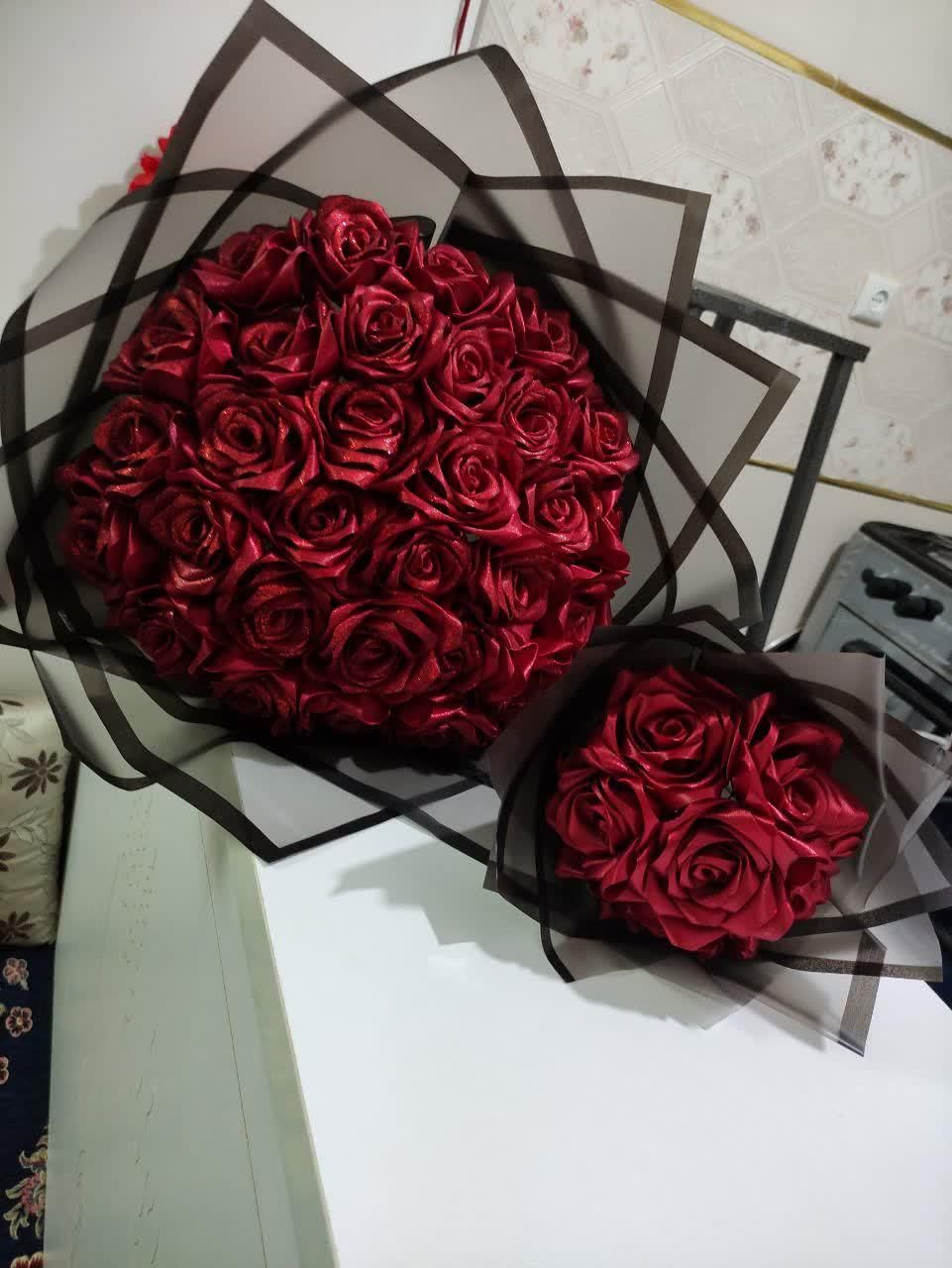 دسته گل روبانی و باکس ربانی کادویی هدیه تولد|گل مصنوعی|قم, نوبهار|دیوار