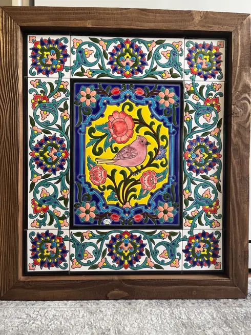 تابلو کاشی کاری گل و مرغ هنر دست|تابلو، نقاشی، عکس|تهران, دردشت|دیوار