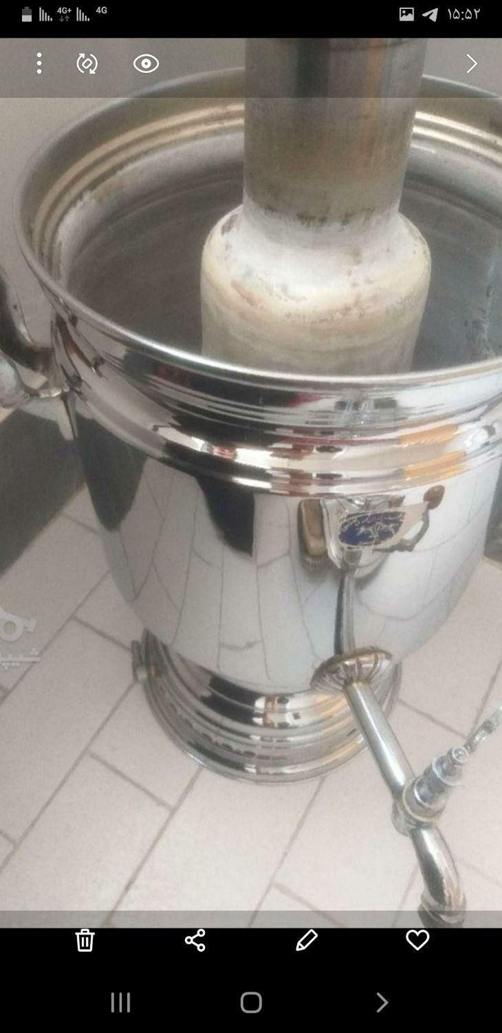 سماور مجلسی بسیار ضخیم قدیمی|قوری، کتری، قهوهساز دستی|میانه, |دیوار