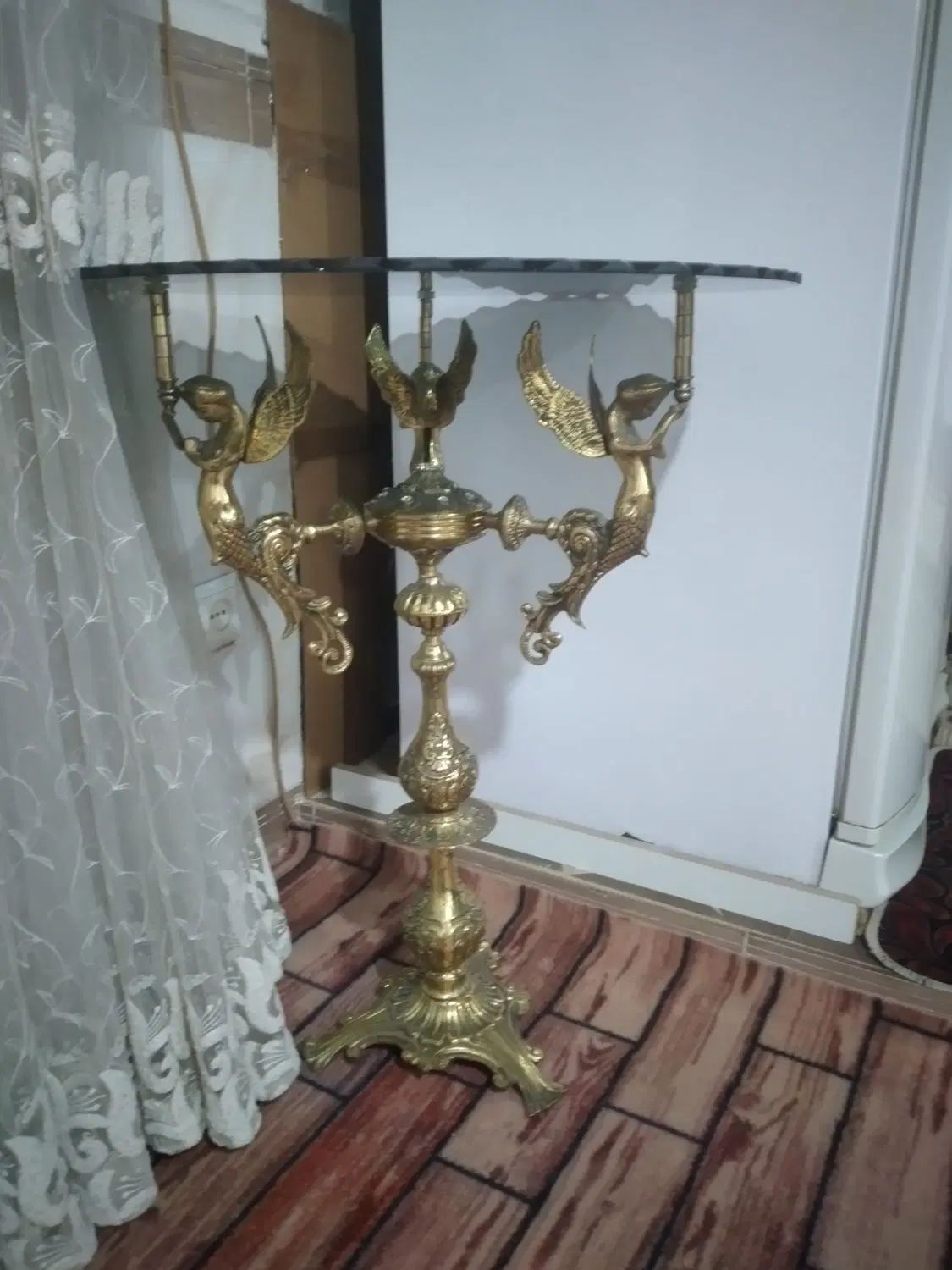 یک عدد میز فرشته برنز و یک عدد آیینه کنسول برنز|بوفه، ویترین، کنسول|بهار, |دیوار