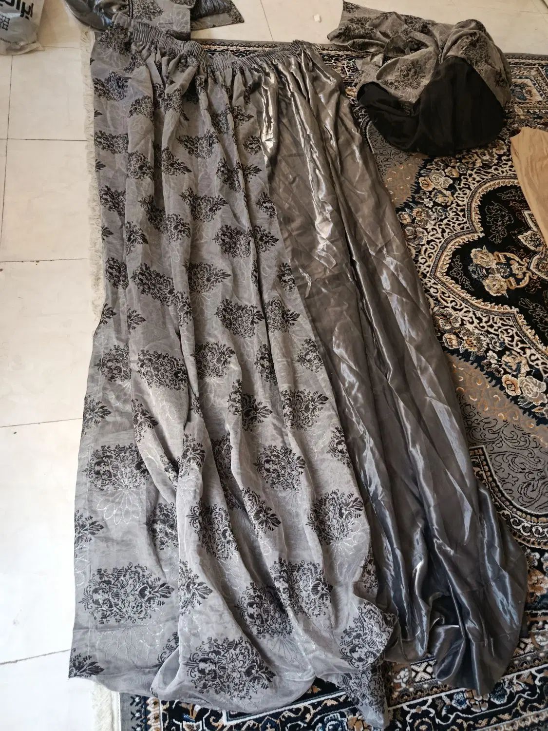پرده 6متری طوسی نقره ای|پرده، رانر، رومیزی|مشهد, هفت تیر (نه دره)|دیوار