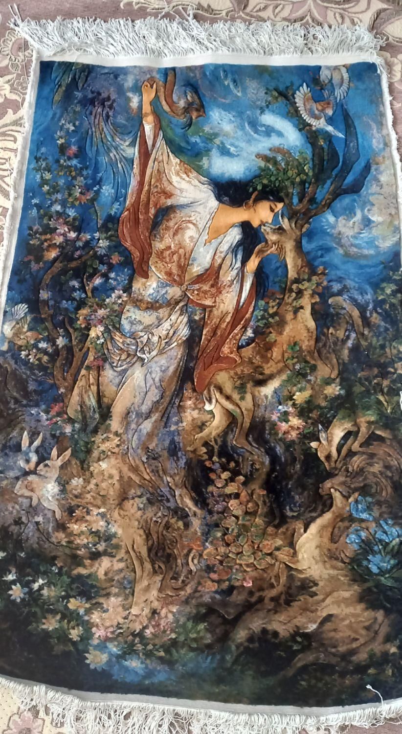 طرح بوسه بر آهو|تابلو فرش|لنجان, |دیوار