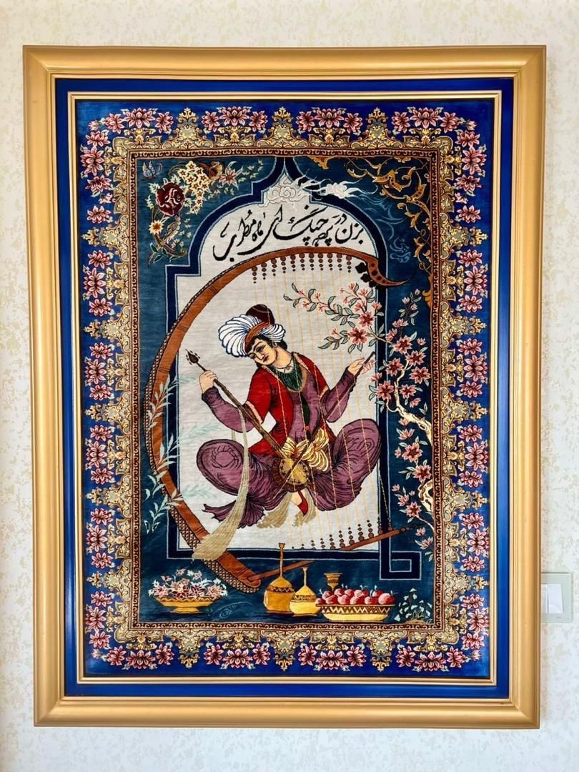 تابلو فرش دستبافت تمام ابریشم قم- گبه شیراز دستباف|تابلو فرش|تهران,  امام زاده قاسم (نیاوران)|دیوار