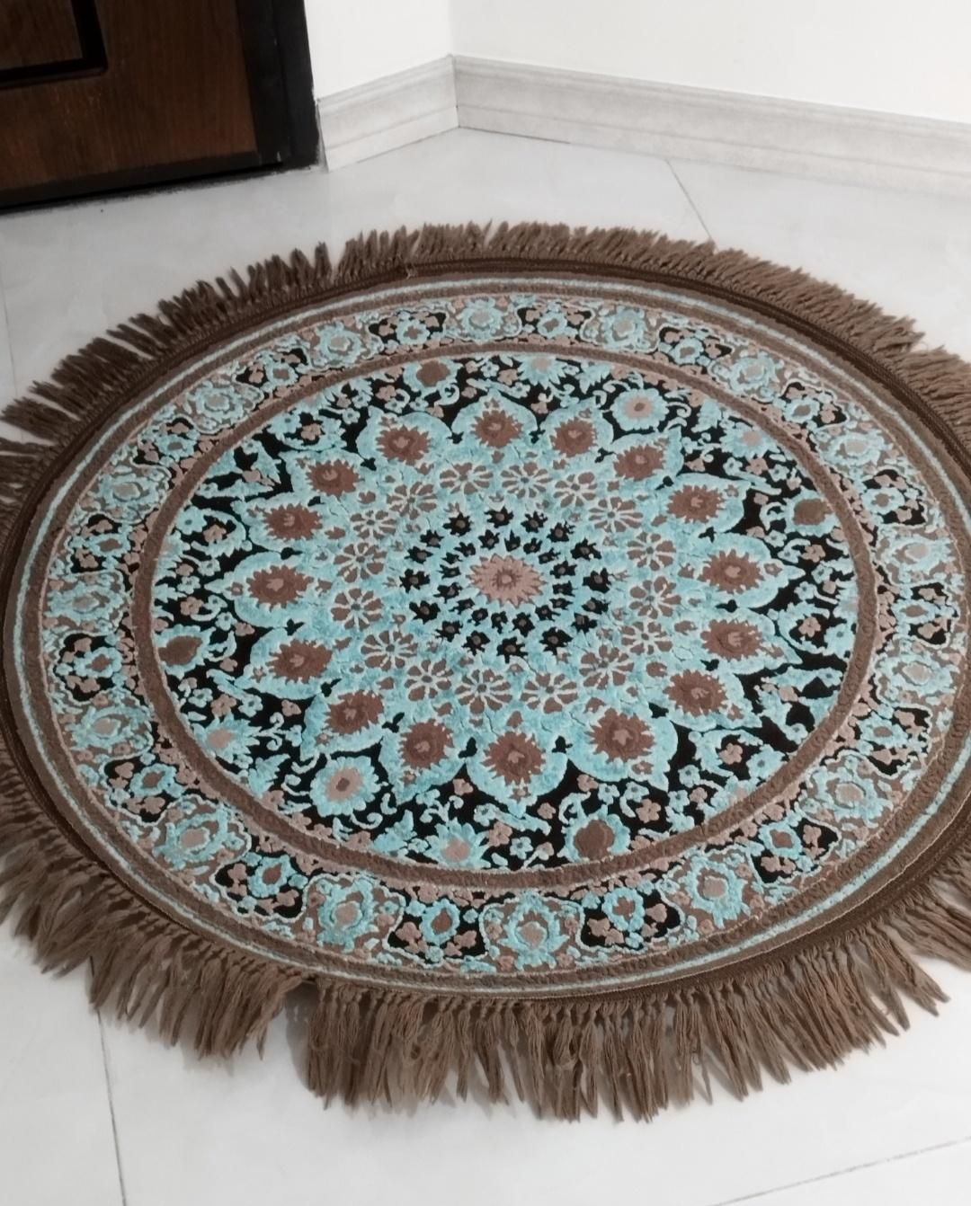 فرش گرد ماشینی عرش طرح برین 500 شانه قهوه ای آبی|فرش|کرج, شهرک ولیعصر|دیوار