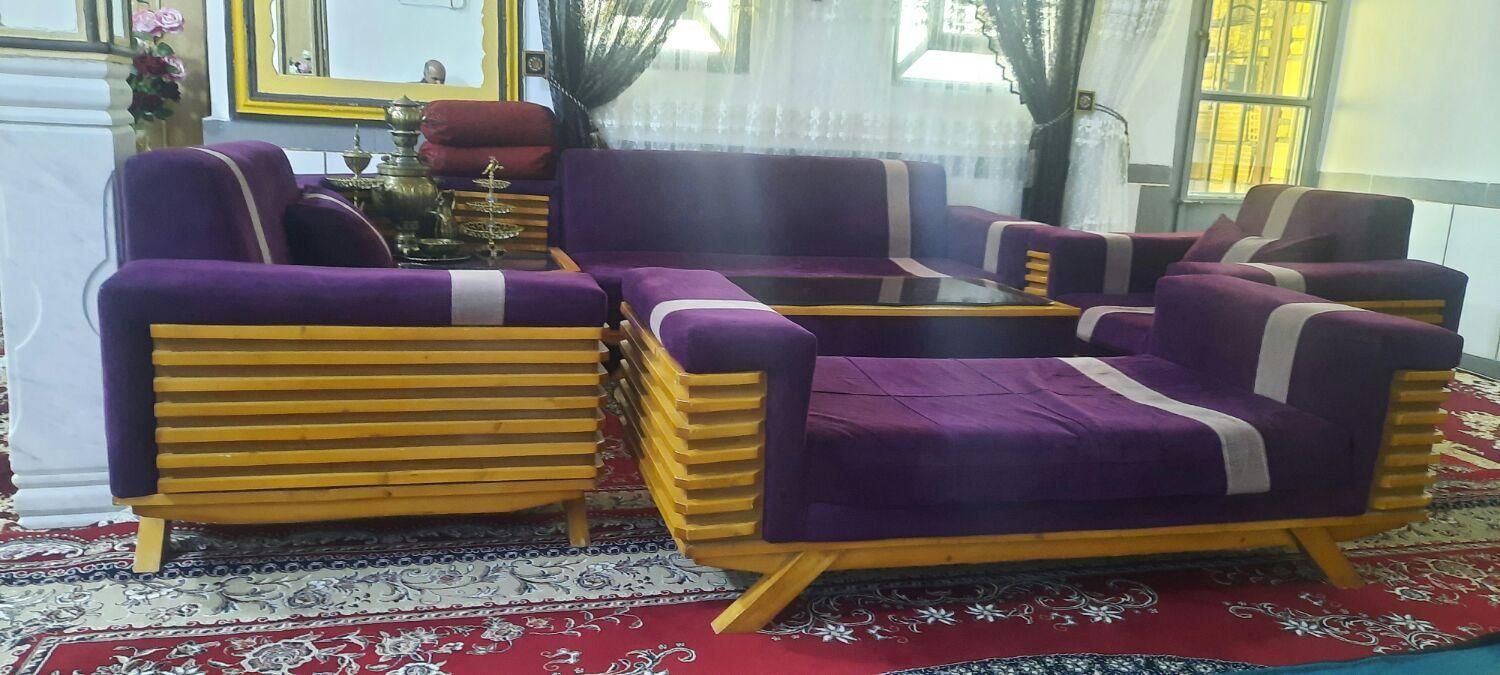 مبل ۸نفره با میز پزیرایی وسط و میز کنج|مبلمان خانگی و میز عسلی|نهاوند, |دیوار