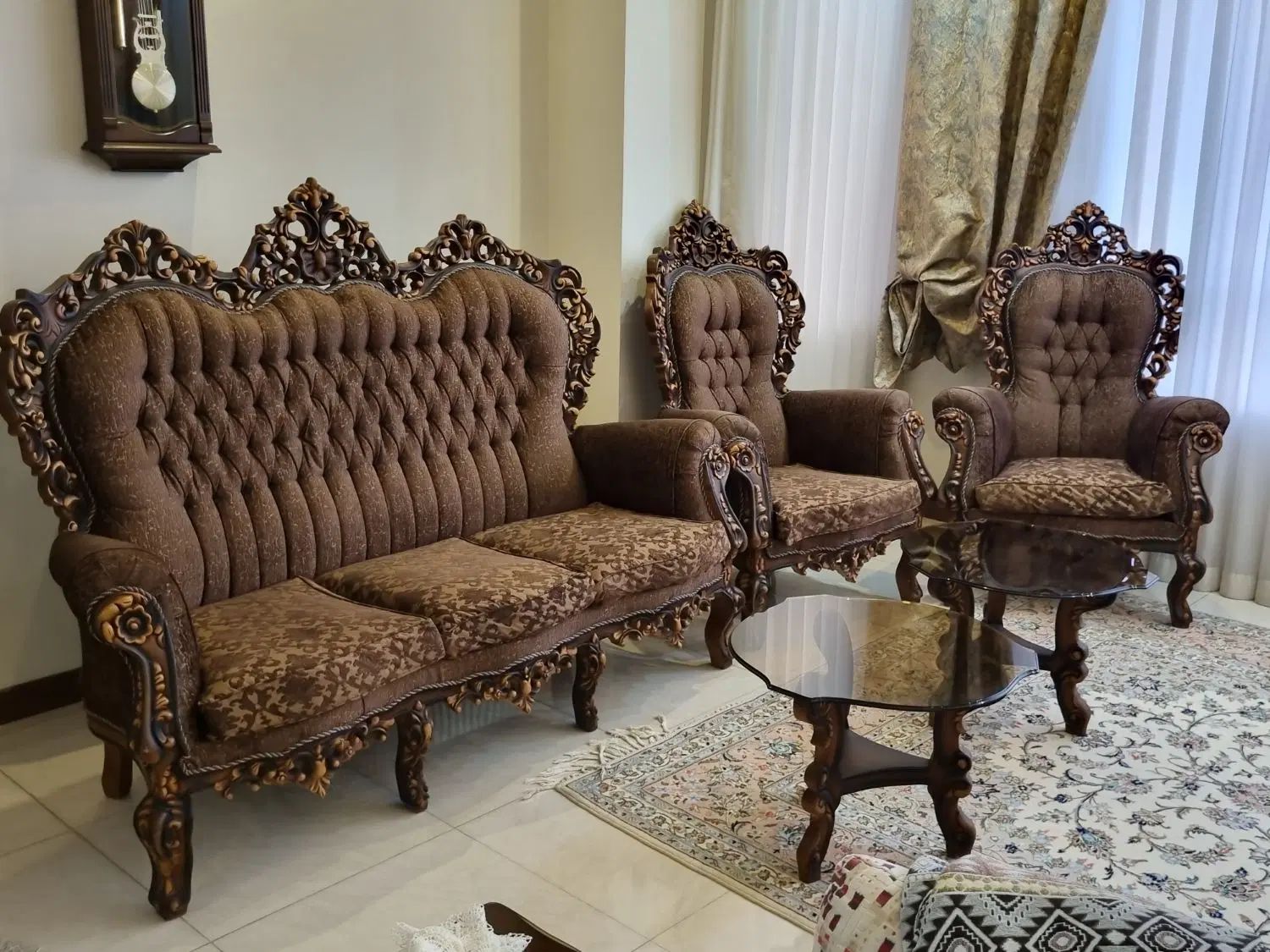 مبلمان منبت ۹ نفره کامل|مبلمان خانگی و میز عسلی|اصفهان, گلزار|دیوار