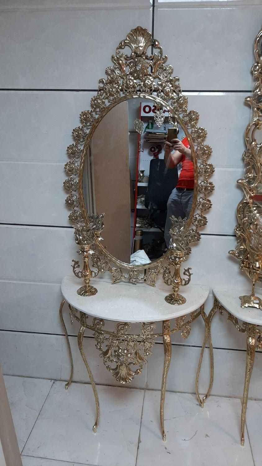 سرویس آینه کنسول شمعدون کیفیت صادراتی برنز سوگلی|بوفه، ویترین، کنسول|زنجان, |دیوار