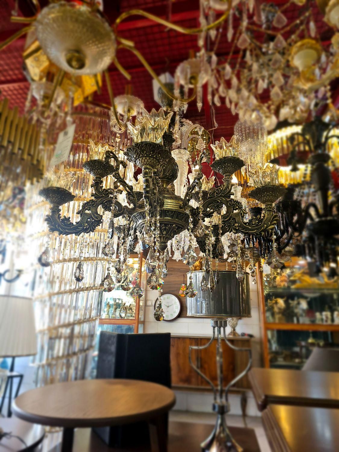 برنزی۱۰ شعله سایز بزرگ|لوستر و چراغ آویز|کرمان, |دیوار