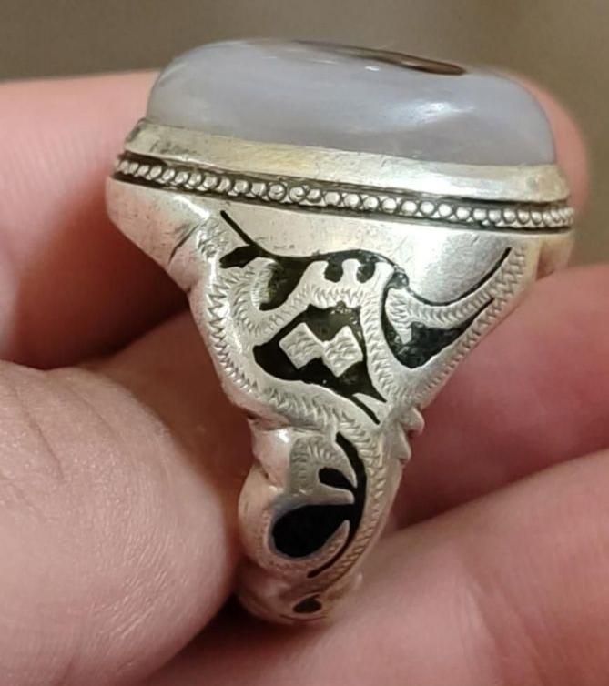 انگشتر نقره دستساز لسانی قلمزنی سنگ شجر|بدلیجات|تهران, نیروی هوایی (پیروزی)|دیوار