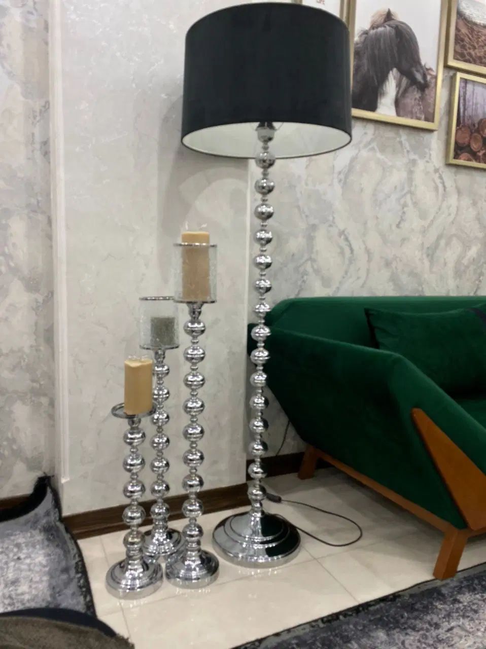 آباژور وشمعدان با شمع ها ۳/۰۰۰/۰۰۰میلیون تومان|چراغ خواب و آباژور|تهران, شهرک بعثت|دیوار