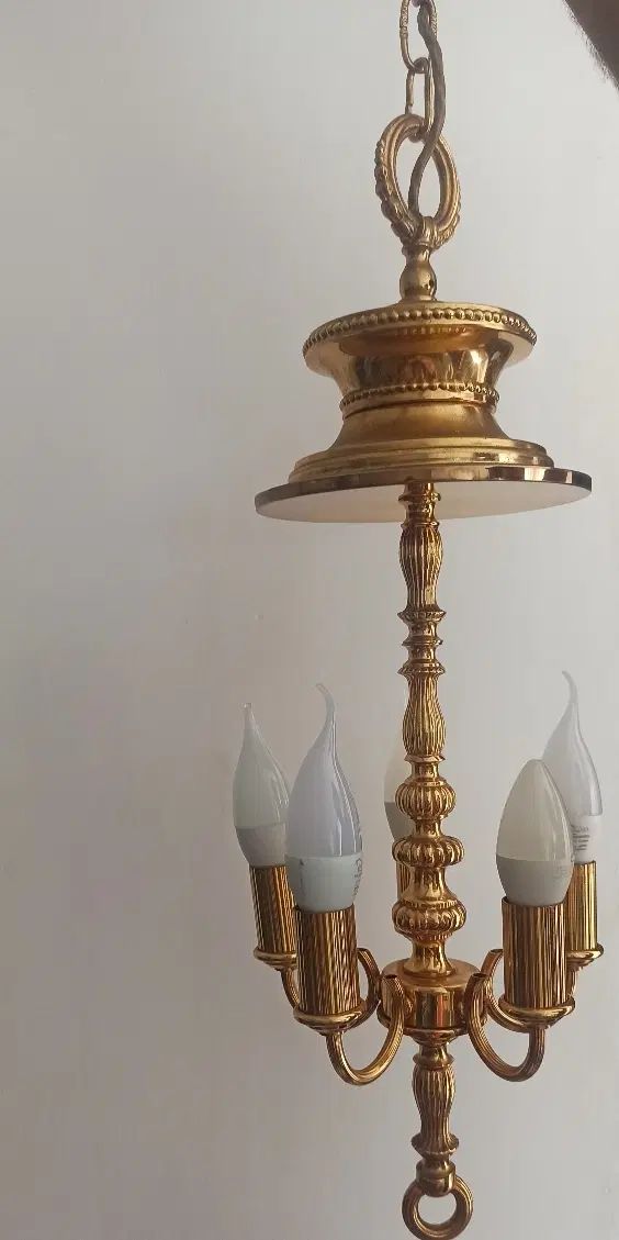 لوستر ۵شاخه آبکاری طلا|لوستر و چراغ آویز|رشت, یخسازی|دیوار