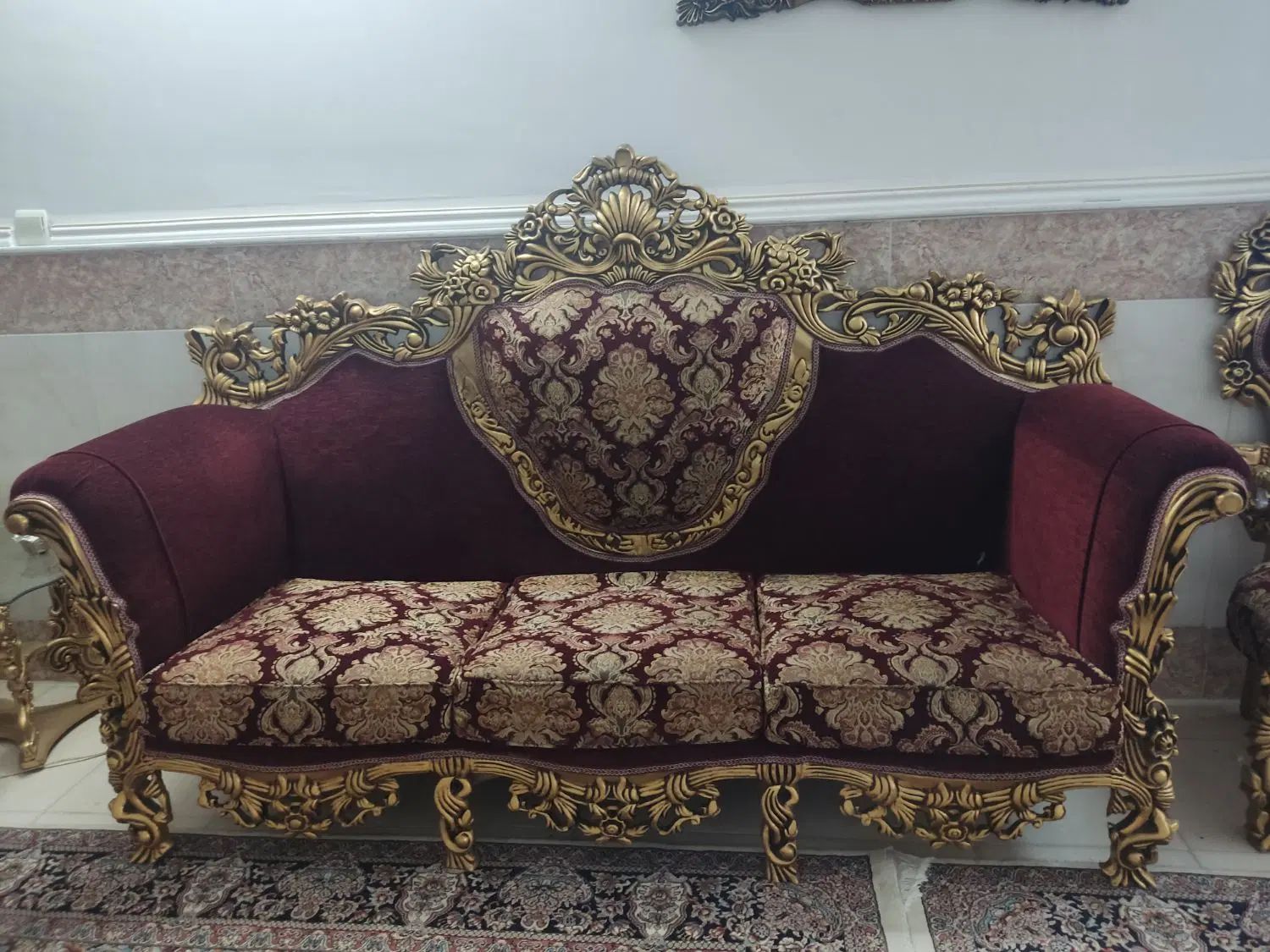 یه دست مبلمان استیل ۷ نفره پنجه شیری ( صدفی )|مبلمان خانگی و میز عسلی|قم, شاد قلی|دیوار