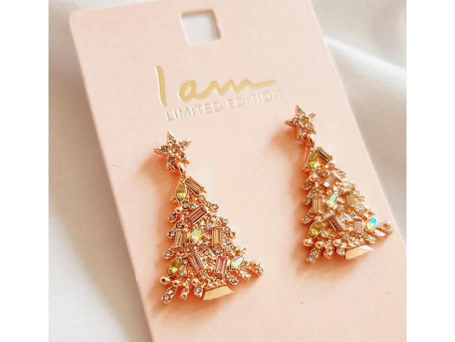 گوشواره آویز کوتاه درخت نگینی چند رنگ|بدلیجات|گرگان, |دیوار