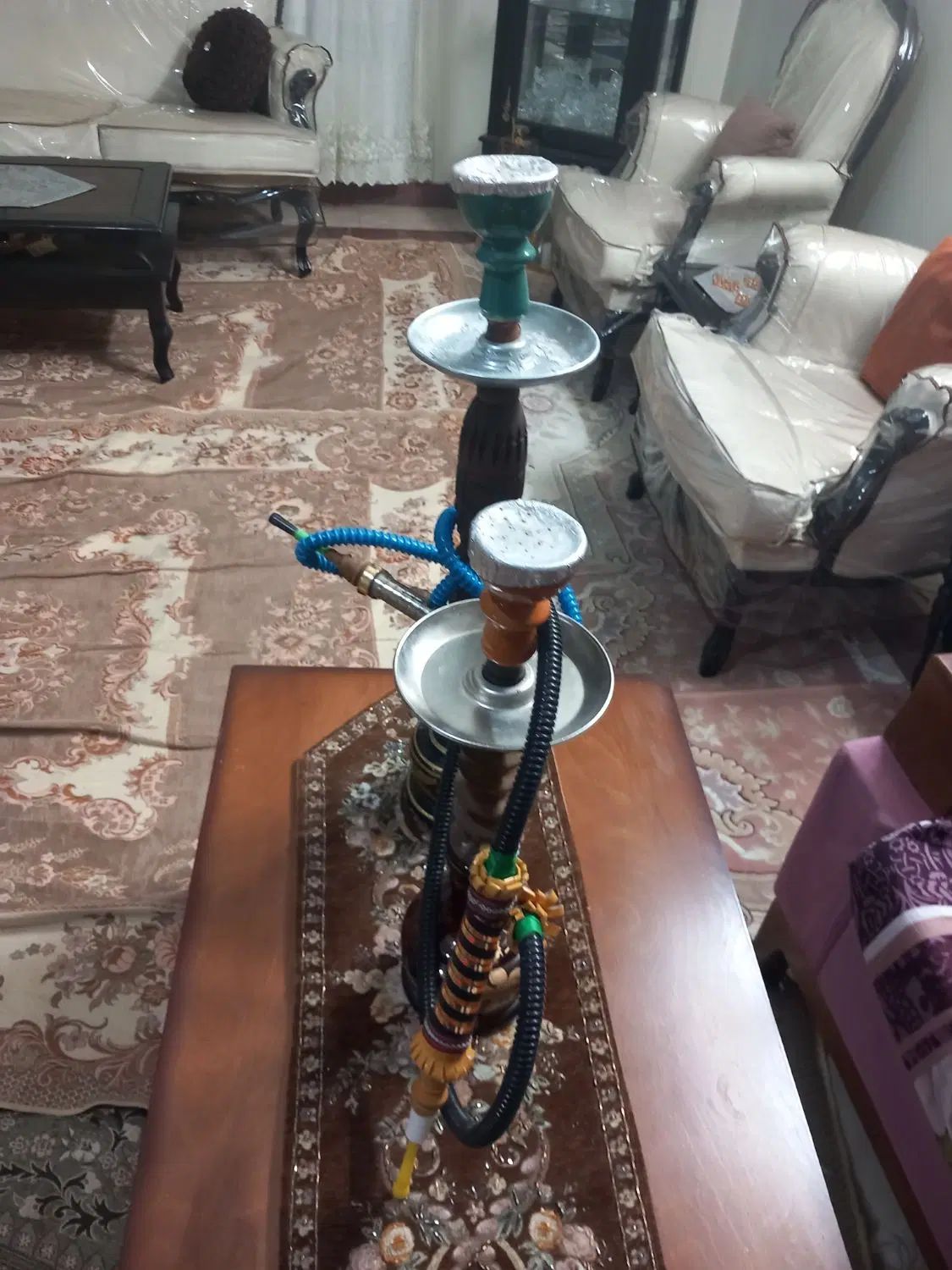 فروش 2 عدد قلیون چوب یکی تنه گردو یکی تنه معمولی|صنایع دستی و سایر لوازم تزئینی|تهران, جنت‌آباد مرکزی|دیوار