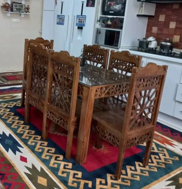 میز نهارخوری گره چینی شش نفره سالم و تمیز|میز و صندلی غذاخوری|شیراز, ستارخان|دیوار