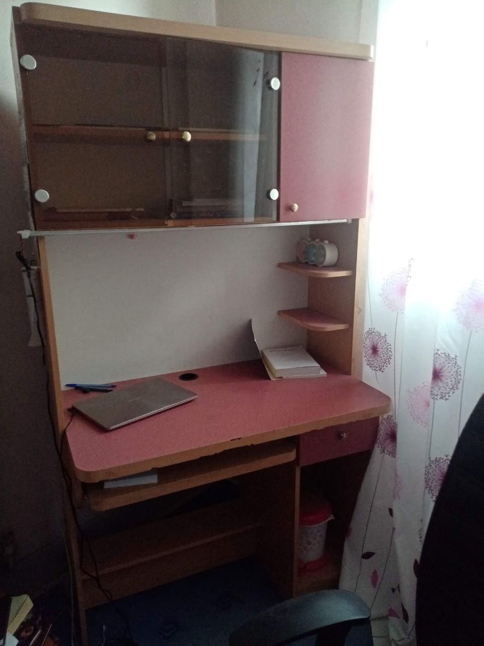 میز تحریر  و کتابخانه  صورتی دخترانه|میز تحریر و کامپیوتر|اصفهان, بوستان آینه خانه|دیوار