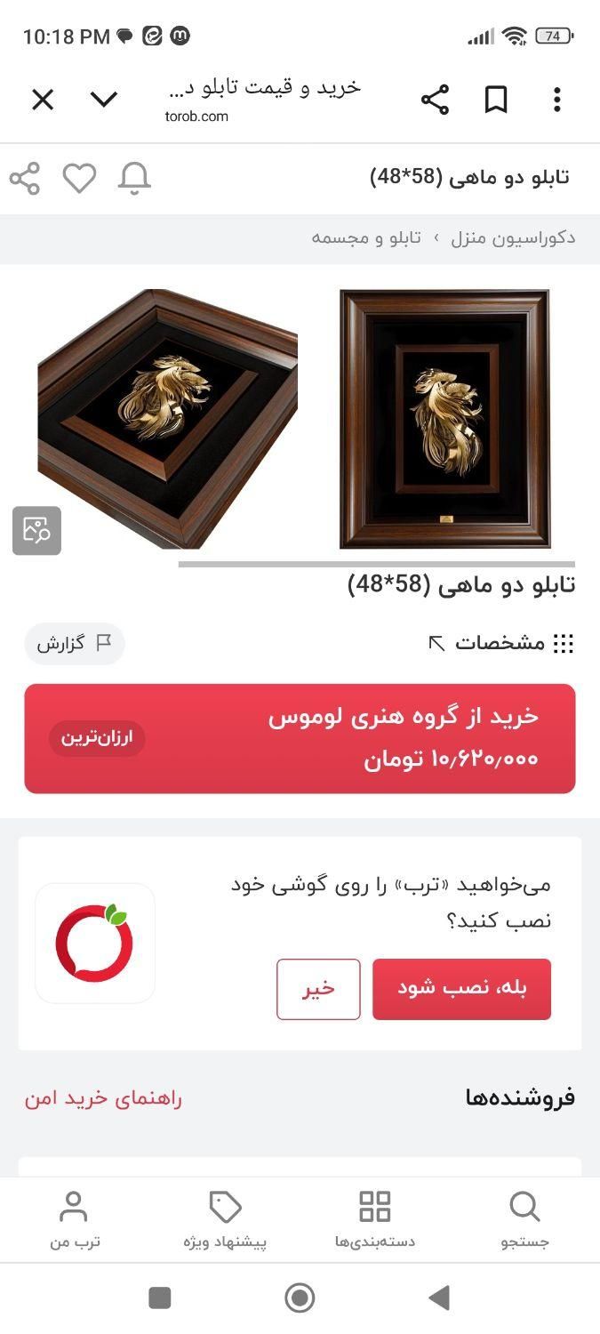 تابلو دو ماهی با روکش طلا 24عیار لوموس|صنایع دستی و سایر لوازم تزئینی|تهران, جنت‌آباد جنوبی|دیوار