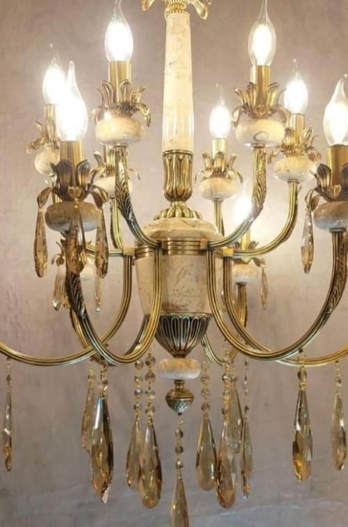 انواع لوسترهای برنزی و سنگی اشرفی|لوستر و چراغ آویز|تبریز, |دیوار