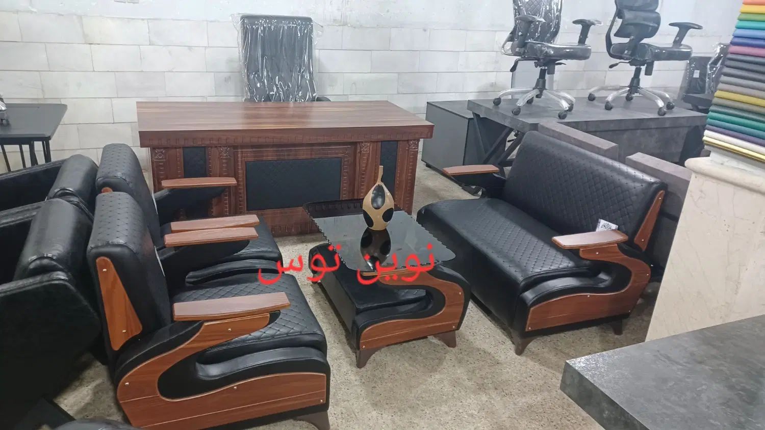 مبل اداری فارسی دسته چوبی (نوین توس)|دفتر کار|مشهد, هدایت|دیوار