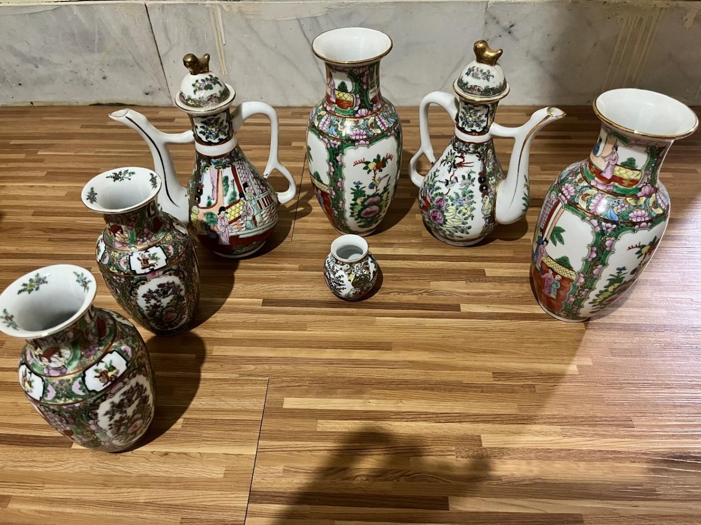 ست کامل ظروف چینی دست ساز  شرقی خاص برای کلکسیون|ظروف سرو و پذیرایی|اصفهان, توپخانه ارتش|دیوار