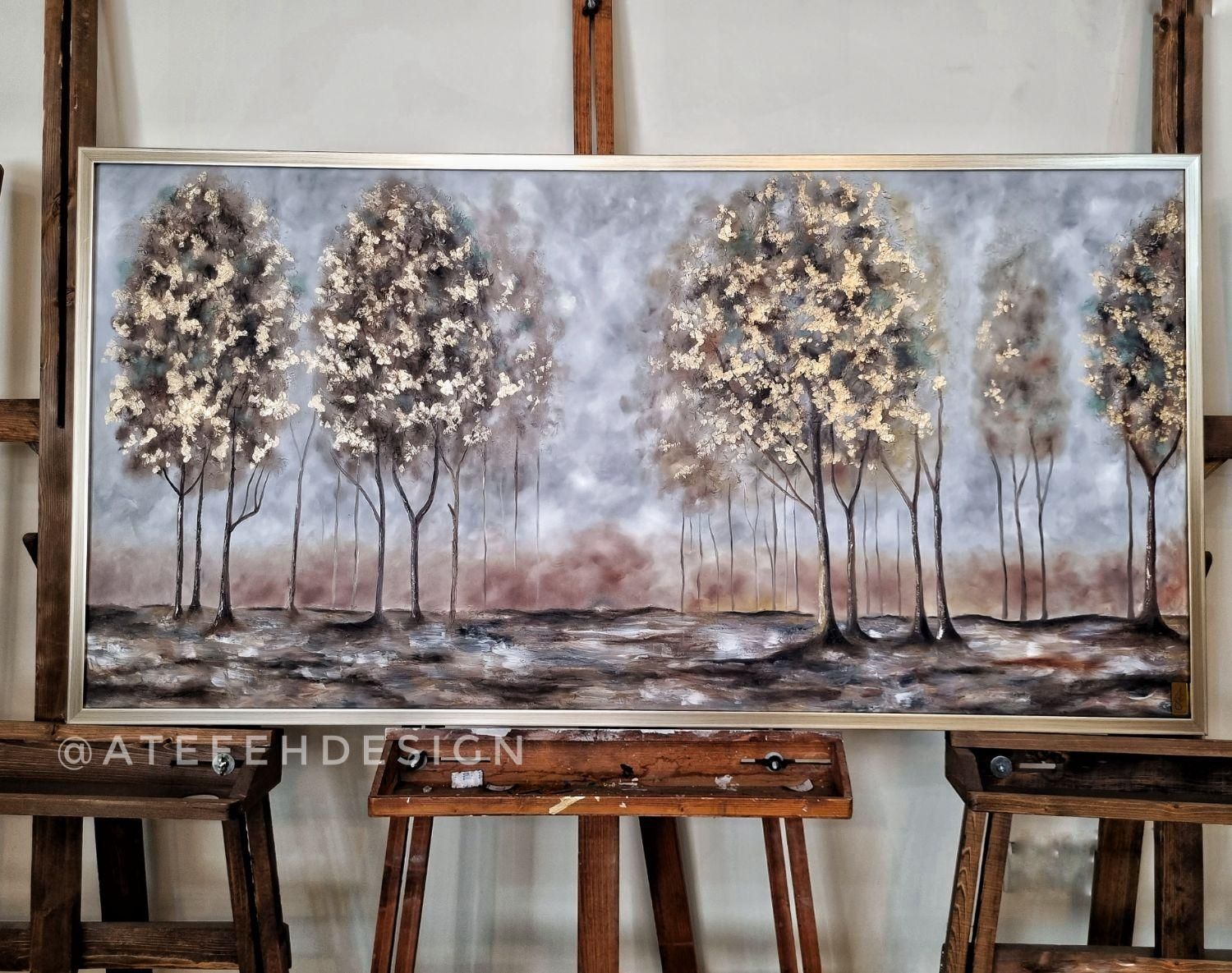 تابلو نقاشی درخت آنتیک، ورق طلا، قاب بژ|تابلو، نقاشی، عکس|تهران, عباسآباد|دیوار