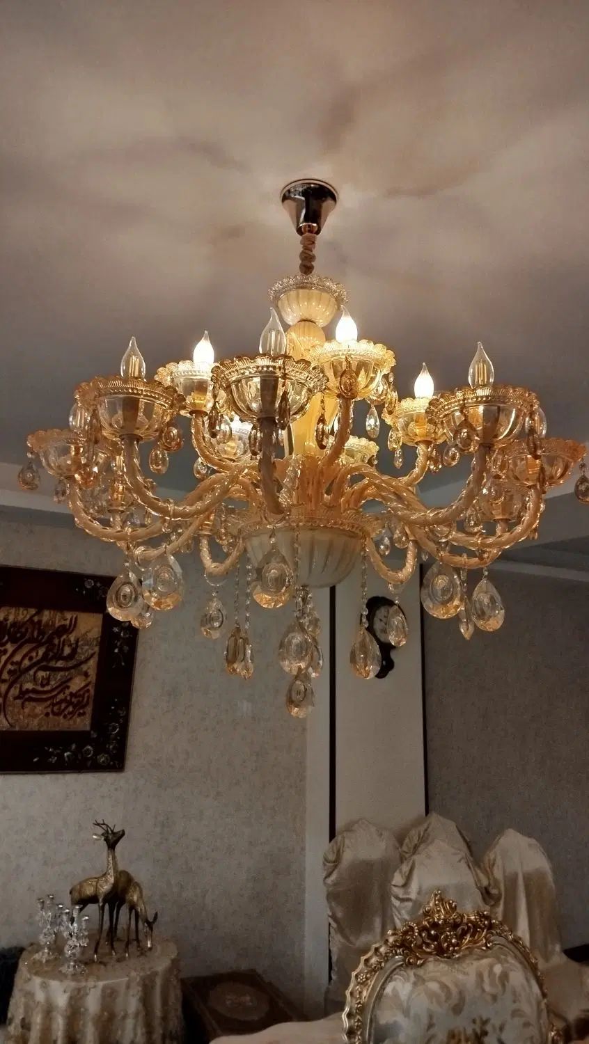 لوستر کریستال شیشه ای در حد نو وارداتی۱۵شاخه|لوستر و چراغ آویز|تهران, نازی‌آباد|دیوار