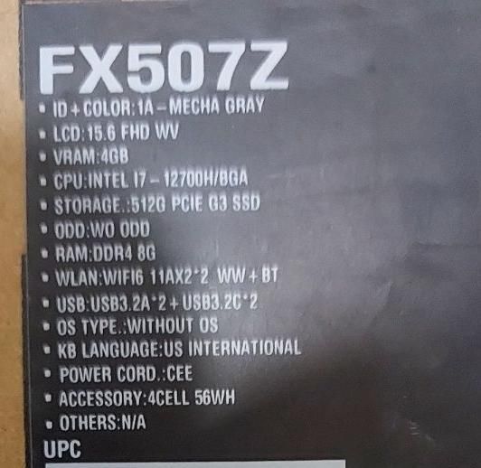 لپ تاپ ایسوس 15.6 اینچی مدل TUF Gaming FX507ZC4|رایانه همراه|یزد, |دیوار