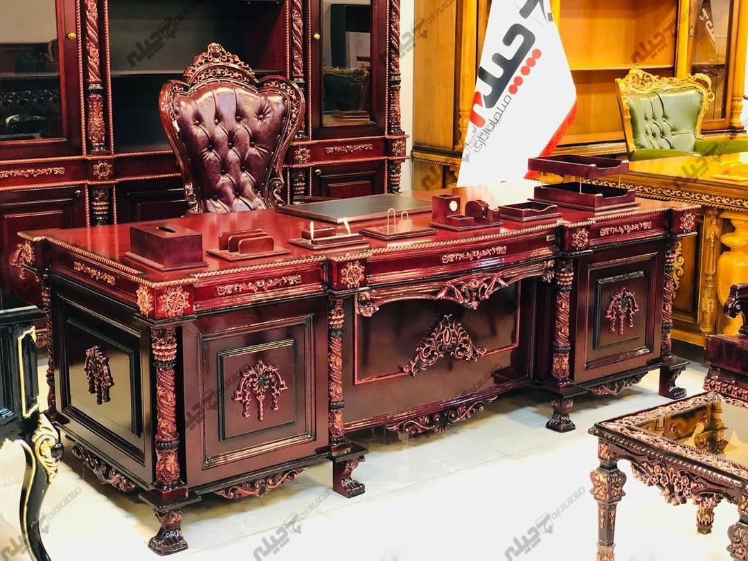 میز مدیریت اداری وزیری کلاسیک کتابخانه چوبی مبلمان|دفتر کار|تهران, فاطمی|دیوار