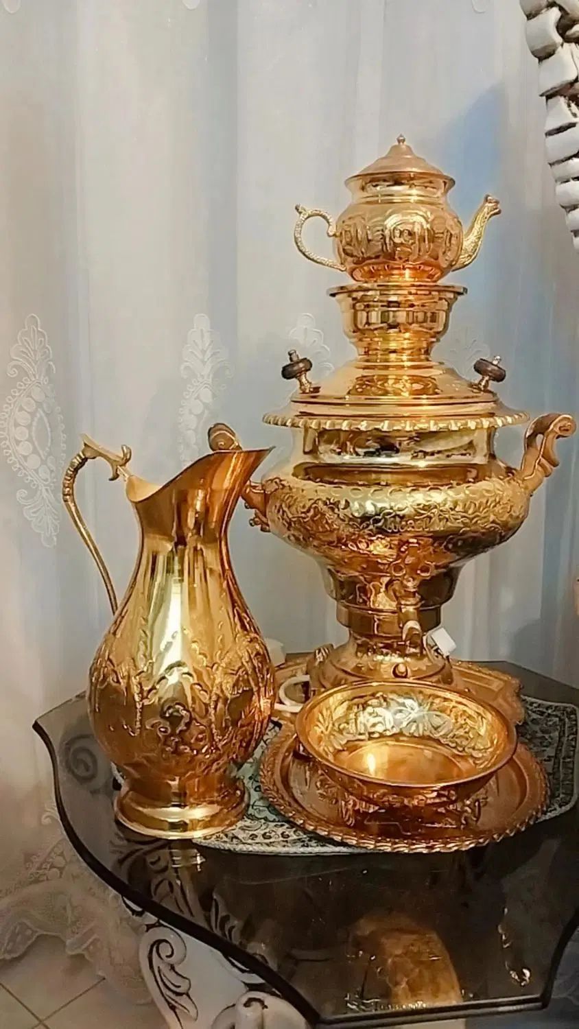 سماور برنجی فوق العاده زیبا،سوفله خوری مارک فرانسه|سماور، چای‌ساز، قهوه‌ساز|مشهد, حسابی جنوبی (شهرک غرب)|دیوار