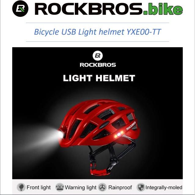 کلاه دوچرخه چراغ دار شارژی برند ROCKBROS|دوچرخه، اسکیت، اسکوتر|مشهد, آبکوه|دیوار