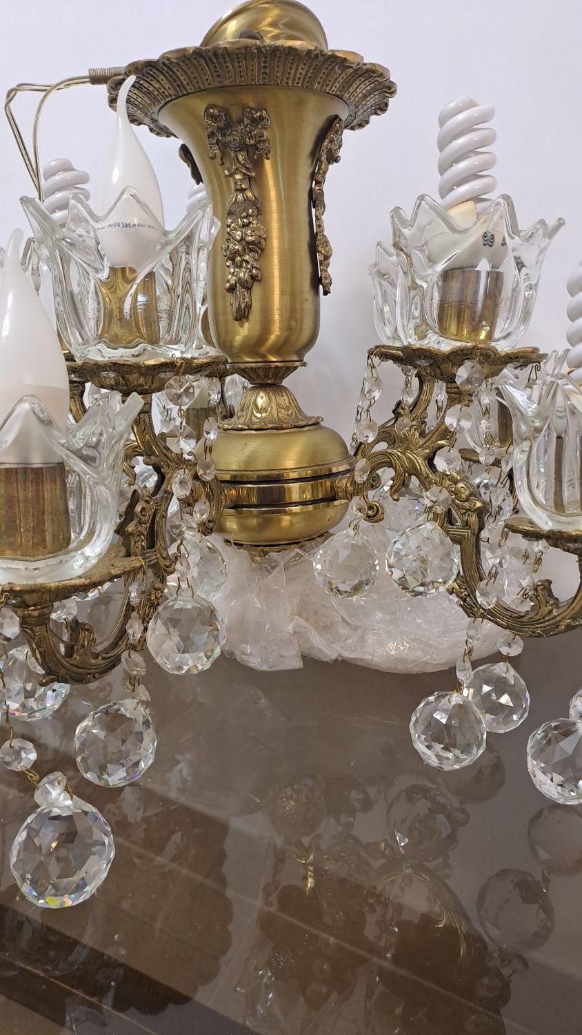 لوستر ۱۰شعله برنجی اصل.|لوستر و چراغ آویز|قزوین, |دیوار