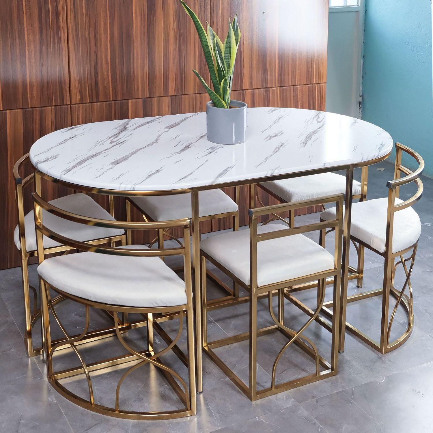 میز غذا خوری فلزی 6نفره صفحه ام دی /*|میز و صندلی غذاخوری|ارومیه, |دیوار