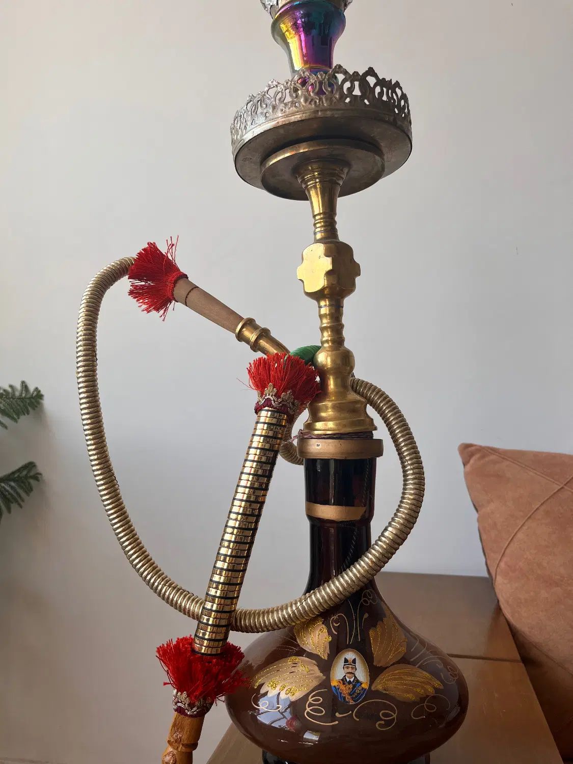 قلیان تنه برنج ارتفاع بلنددرحدنوو یک قلیان چوبی|صنایع دستی و سایر لوازم تزئینی|تهران, شهر زیبا|دیوار