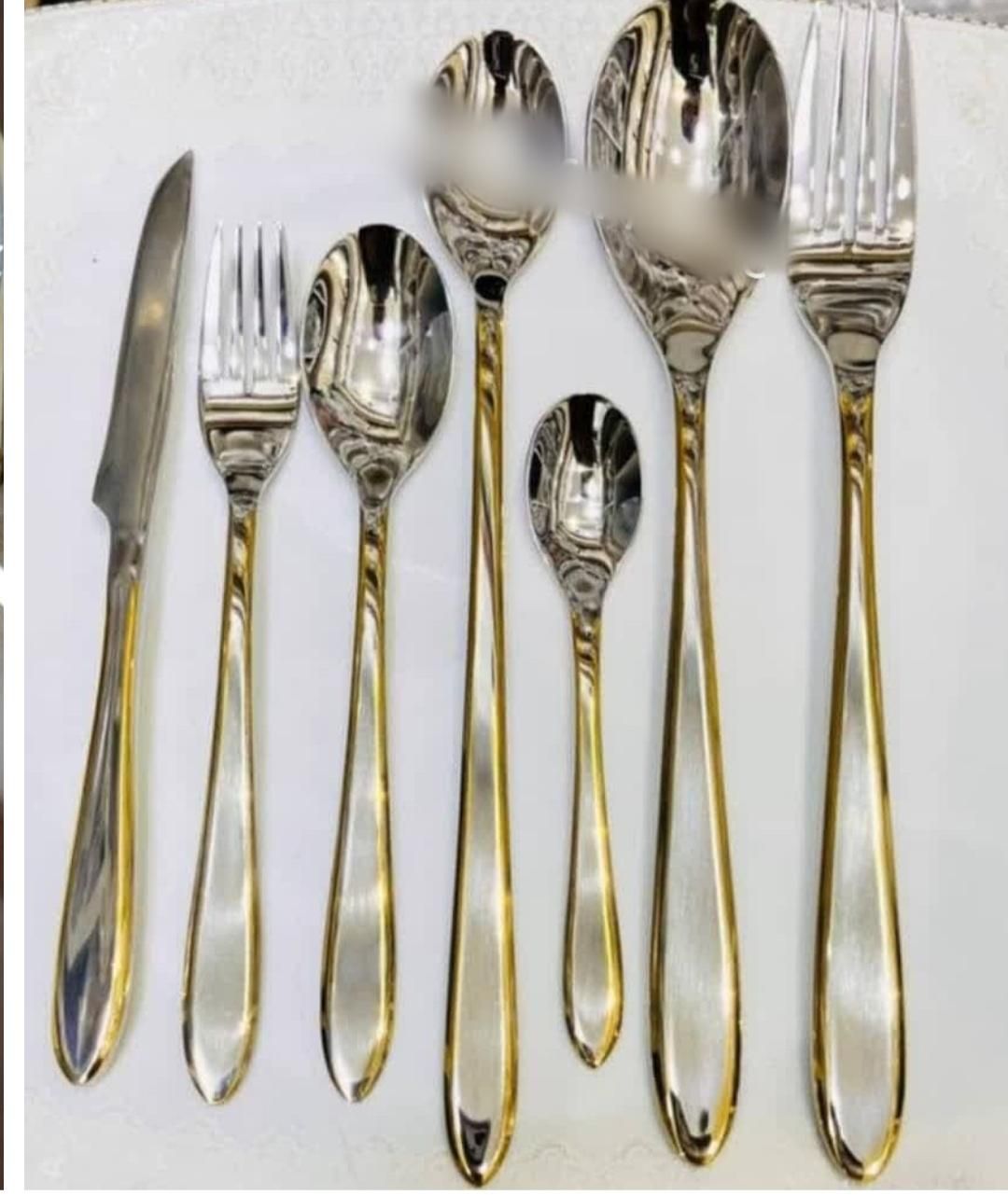 سرویس قاشق و چنگال دو رنگ طلایی و استیل یونیک نو|ظروف سرو و پذیرایی|تهران, فتح|دیوار