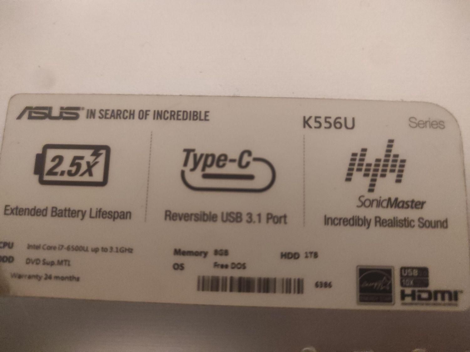لپتاپ ASUS مدل K556U|رایانه همراه|قم, شاه ابراهیم|دیوار