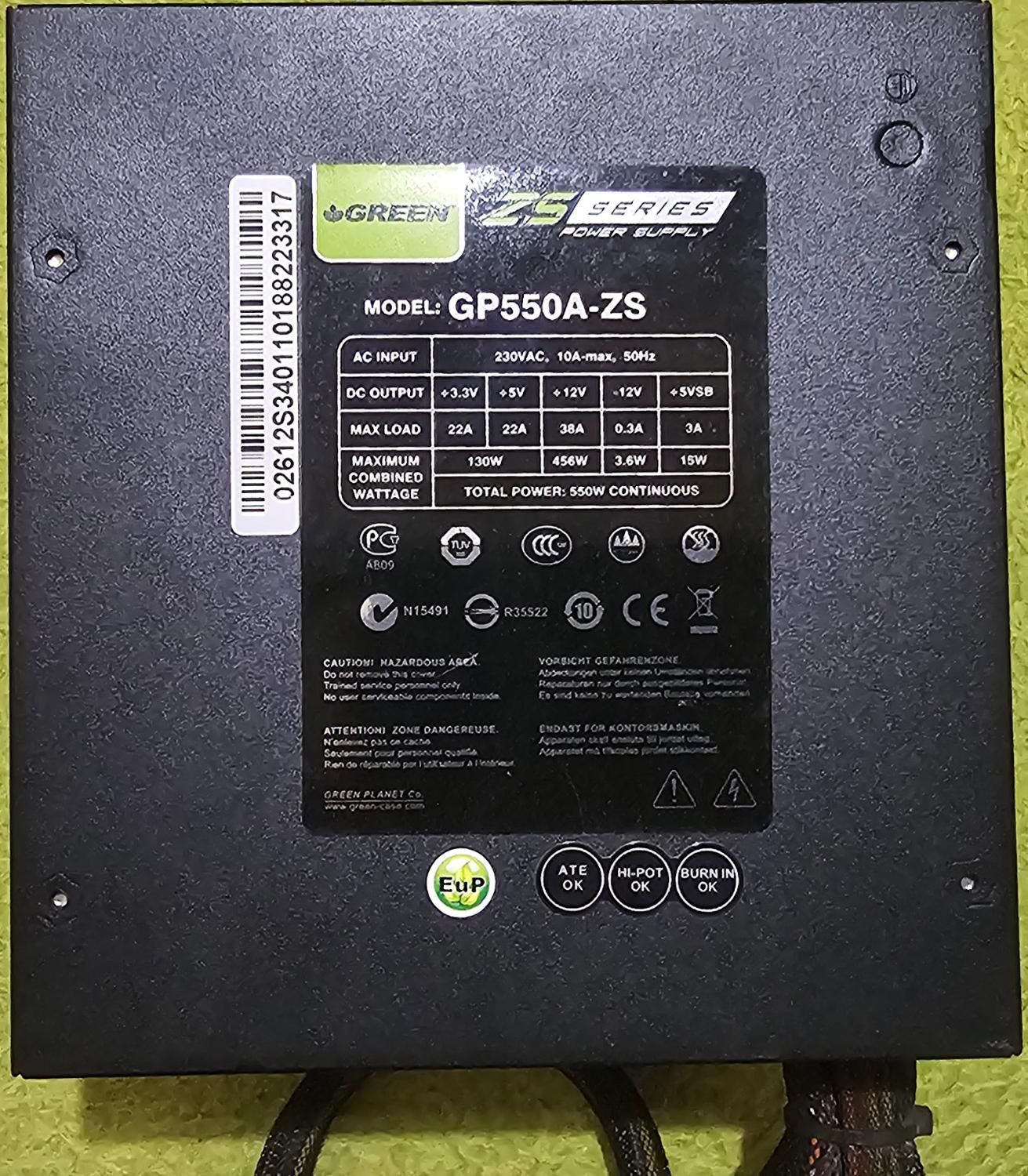 پاور (منبع تغذیه) 550 وات گرین Green GP550A-ZS|قطعات و لوازم جانبی رایانه|کرج, برغان|دیوار